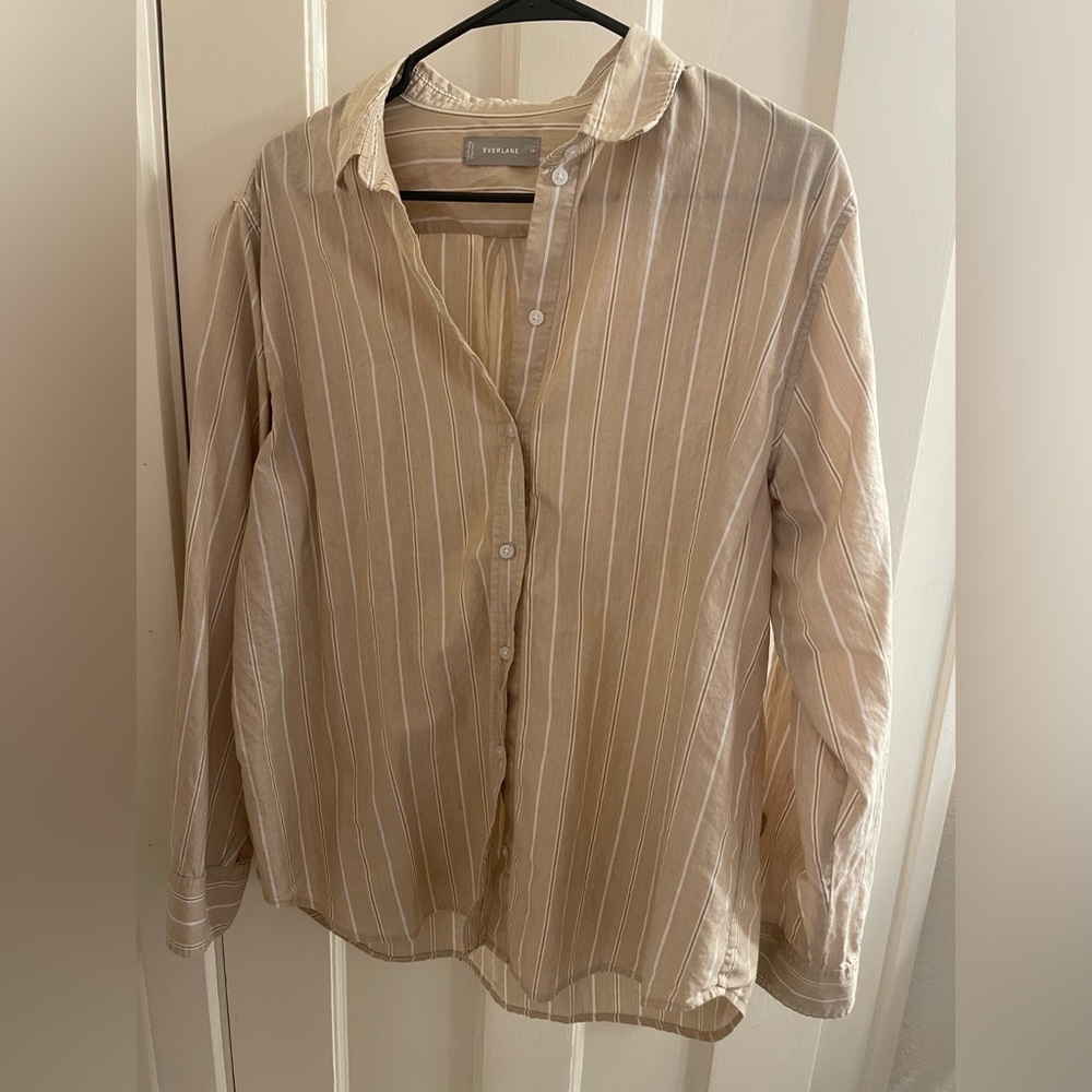 Everlane Cream Button Down Shirt with Dress Collar